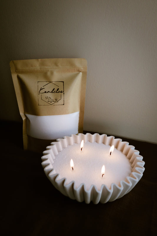 Kaarsenzand mét schaal (incl. 10 wieken)